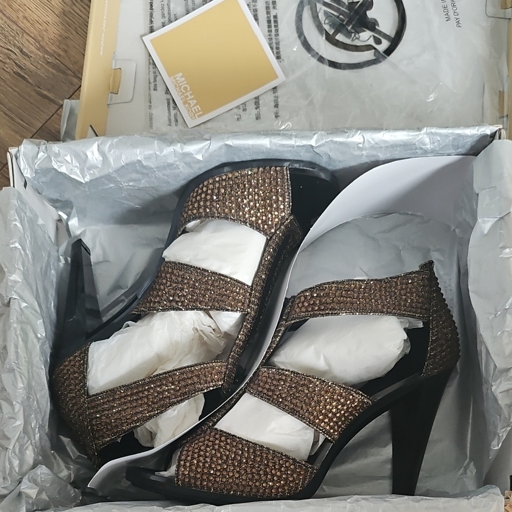 Michael Kors Glittering Black and Brown Heels